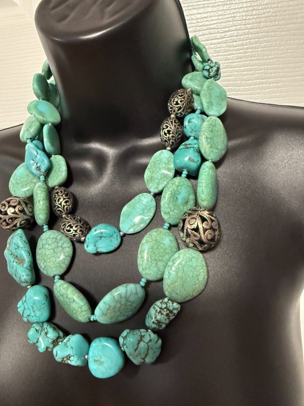 Chico's Faux Turquoise Silver Necklace - Picture 14 of 16